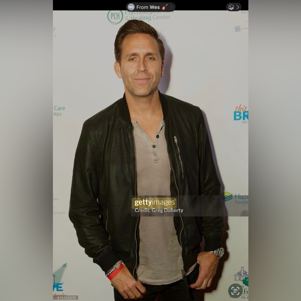 AllSaints Black Leather Bomber Jacket